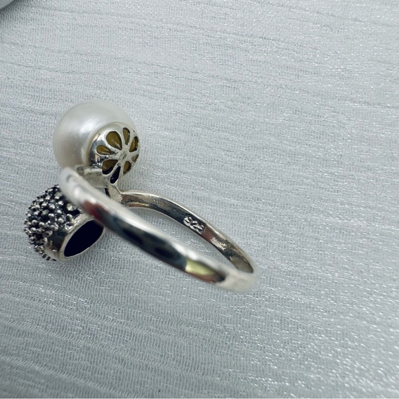 S925 Freshwater Pearl and Marcasite Ring - Picture 4 of 4